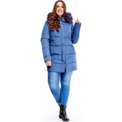 Pikowana kurtka z kapturem niebieski. Niebieskie kurtki damskie Tagless, plus size, bez wzorów, z poliesteru, z kapturem. Za 379,00 zł.