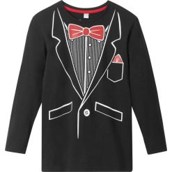 Shirt z długim rękawem bonprix czarny. Czarne t-shirty chłopięce bonprix, z nadrukiem, z długim rękawem. Za 24,99 zł.