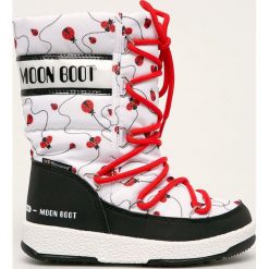 Moon Boot - Śniegowce dziecięce Girl Q.Ladybug. Białe śniegowce dziewczęce Moon Boot, z okrągłym noskiem, bez zapięcia. W wyprzedaży za 269,90 zł.