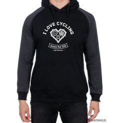 Bluza dwukolorowa. I love cycling. Czarne bluzy męskie marki Pakamera, m, z nadrukiem, z kapturem. Za 179,00 zł.
