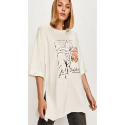 Answear - T-shirt Answear Lab. Białe bluzki damskie ANSWEAR, s, z nadrukiem, z bawełny, casualowe, z okrągłym kołnierzem. Za 49,90 zł.