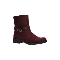 Botki Sergio Leone Bordowe botki z klamrą i nitami BT500. Czerwone botki damskie marki Sergio Leone, na klamry. Za 128,99 zł.