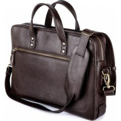 FABIO Męska skórzana Torba na laptopa BRĄZ. Pomarańczowe torby męskie skórzane Solier, bez wzorów, ze skóry, eleganckie, na ramię. Za 599,00 zł.