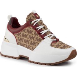 Sneakersy MICHAEL MICHAEL KORS - Cosmo Trainer 43F9CSFS1Y Bg/Ebony. Białe półbuty damskie MICHAEL Michael Kors, bez wzorów, ze skóry ekologicznej, bez obcasa, na płaskiej podeszwie, bez zapięcia. W wyprzedaży za 669,00 zł.