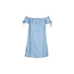 Sukienki krótkie Deeluxe AMBROSIA. Niebieskie sukienki damskie marki Deeluxe, s, bez wzorów, bez kołnierzyka, z krótkim rękawem, krótkie, mini. Za 219,00 zł.