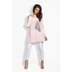 Sweter oversize z kieszenią pudrowy róż-jasnoszary MIRANDA. Różowe swetry oversize damskie marki Lemoniade. Za 99,00 zł.