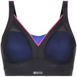 Biustonosz top Shock Absorber Active Shaped Support S015F. Czarne biustonosze Shock Absorber, bez wzorów, z elastanu. W wyprzedaży za 149,00 zł.