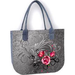 Torebka "Lady XL" w kolorze szarym ze wzorem - (S)42 x (W)35 x (G)10 cm. Szare torebki klasyczne damskie Bertoni, z materiału. W wyprzedaży za 57,95 zł.