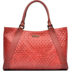 Shopper bag damskie: Skórzana torebka w kolorze czerwonym – (S)28 x (W)42 x (G)10 cm