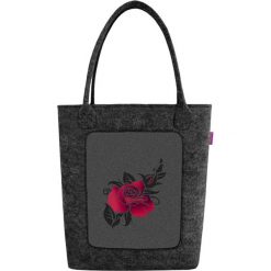 Torebka "Swing" w kolorze szarym ze wzorem - (S)27 x (W)35 x (G)10 cm. Szare torebki klasyczne damskie Bertoni, w paski, z materiału. W wyprzedaży za 59,95 zł.