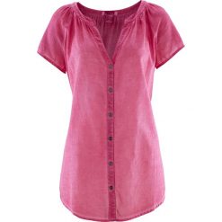 Bluzka bawełniana "cold-dyed", krótki rękaw bonprix średni różowy. Fioletowe bluzki asymetryczne bonprix, z bawełny, z krótkim rękawem. Za 69,99 zł.