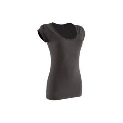 Koszulka krótki rękaw slim Gym & Pilates 500 damska. Czarne bluzki damskie marki DOMYOS, m, z elastanu. Za 19,99 zł.