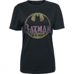 Batman Up All Night Koszulka damska czarny. Czarne bluzki damskie marki Batman, l, z motywem z bajki. Za 99,90 zł.