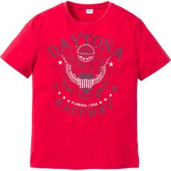 T-shirt z nadrukiem bonprix czerwony. Czerwone t-shirty męskie bonprix, s, z nadrukiem, bez kołnierzyka. Za 34,99 zł.