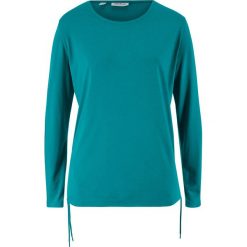 Shirt z długim rękawem bonprix ciemnoturkusowy. Niebieskie koszulki damskie bonprix, bez wzorów, bez kołnierzyka. Za 49,99 zł.