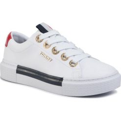 Sneakersy TOMMY HILFIGER - Leather Elevated Tommy Sneaker FW0FW04600 White YBS. Białe półbuty damskie TOMMY HILFIGER, ze skóry ekologicznej. Za 539,00 zł.