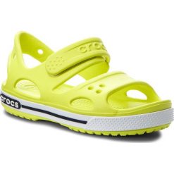 Sandały CROCS - Crocband II Sandal 14854 Tennis Ball Green/White. Żółte sandały dziewczęce Crocs, z tworzywa sztucznego, bez zapięcia. Za 129,00 zł.