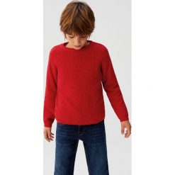 Mango Kids - Sweter dziecięcy Viti 110-164 cm. Żółte swetry chłopięce Mango Kids, bez wzorów, z bawełny, z okrągłym kołnierzem. W wyprzedaży za 55,90 zł.