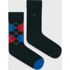 Tommy Hilfiger - Skarpetki dziecięce (2 pack). Niebieskie skarpetki dziewczęce TOMMY HILFIGER, bez wzorów, z elastanu. Za 39,90 zł.