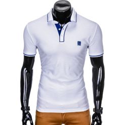 KOSZULKA MĘSKA POLO BEZ NADRUKU S920 - BIAŁA. Białe koszulki polo męskie marki Ombre Clothing, s, z nadrukiem. Za 49,00 zł.