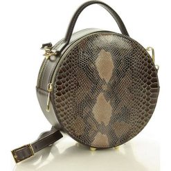 PAOLA Torebka skórzana round bag MARCO MAZZINI szary wąż. Szare kuferki damskie MAZZINI, w geometryczne wzory, ze skóry. Za 329,00 zł.