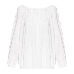 Koszula LOVE MOSCHINO. Białe bluzki damskie Love Moschino, z haftami, z bawełny, bez kołnierzyka, bez rękawów. W wyprzedaży za 742,00 zł.