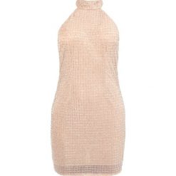 Sukienki: Missguided PEACE LOVE HALTERNECK SMALL GRID EMBELLISHED BODYCON Sukienka koktajlowa silver/nude