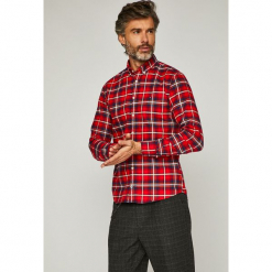 Tommy Hilfiger - Koszula. Szare koszule męskie na spinki TOMMY HILFIGER, l, w kratkę, z bawełny, button down, z długim rękawem. Za 399,90 zł.