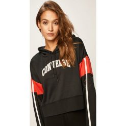 Converse - Bluza. Czarne bluzy damskie Converse, s, z nadrukiem, z bawełny, bez rękawów, z kapturem. W wyprzedaży za 199,90 zł.