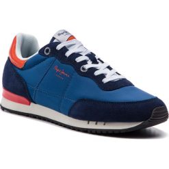 Sneakersy PEPE JEANS - Tinker Basic Nylon PMS30505 Marine 585. Niebieskie sneakersy męskie Pepe Jeans, na co dzień, bez wzorów, z jeansu, eleganckie, bez zapięcia. W wyprzedaży za 159,00 zł.
