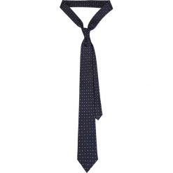 Krawat Granatowy w Kropki. Niebieskie krawaty męskie LANCERTO, bez wzorów, z tkaniny, eleganckie. Za 139,90 zł.