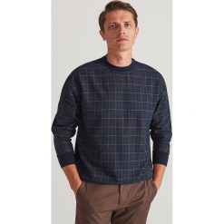 Bluza w kratę - Granatowy. Niebieskie bluzy męskie Reserved, s, bez wzorów, bez kołnierzyka, bez rękawów, bez kaptura. Za 139,99 zł.
