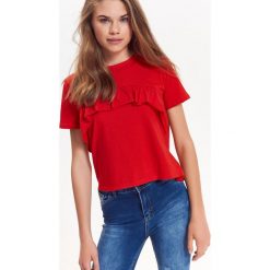 T-SHIRT DAMSKI Z FALBANKĄ. Czerwone t-shirty damskie Top Secret, z falbankami. Za 19,99 zł.