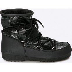 Moon Boot - Śniegowce. Czarne botki damskie marki Moon Boot, ze skóry, na sznurówki. W wyprzedaży za 599,90 zł.