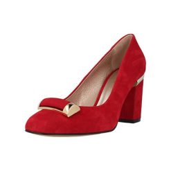 Buty ślubne damskie: Skórzane czółenka w kolorze czerwonym
