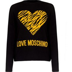 Sweter LOVE MOSCHINO. Czarne swetry damskie Love Moschino, bez wzorów, z wełny, bez rękawów, bez kaptura. W wyprzedaży za 730,00 zł.