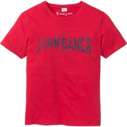 T-shirt z nadrukiem bonprix czerwony. Czerwone koszulki męskie bonprix, s, z nadrukiem, z okrągłym kołnierzem. Za 29,99 zł.