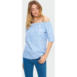 Bluzka typu carmen. Szare bluzki damskie Greenpoint, bez wzorów, z bawełny, bez kołnierzyka, bez rękawów. Za 89,99 zł.