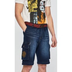 Desigual - Szorty. Niebieskie spodenki i szorty męskie Desigual, w paski, z elastanu, casualowe. W wyprzedaży za 179,90 zł.