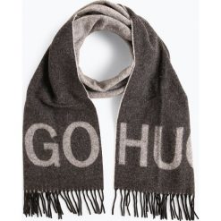 HUGO - Szalik z dodatkiem wełny ze strzyży – Unisex-Z 470, szary. Szare szaliki damskie marki HUGO, z napisami, z wełny. Za 399,95 zł.