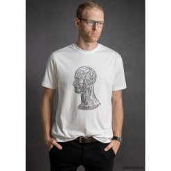 T-shirt męski, biały - głowa. Białe t-shirty męskie Pakamera, m, bez wzorów, z bawełny, klasyczne, z klasycznym kołnierzykiem. Za 125,00 zł.