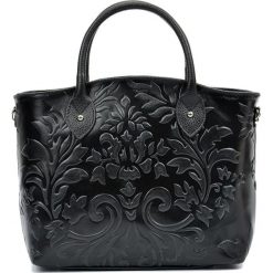 Shopper bag damskie: Skórzana torebka w kolorze czarnym – (S)28 x (W)37 x (G)10,5 cm