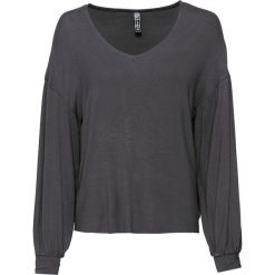 Shirt boxy z rękawami balonowymi bonprix szary. Szare koszulki damskie bonprix, bez wzorów, z dekoltem w serek, bez rękawów. Za 49,99 zł.