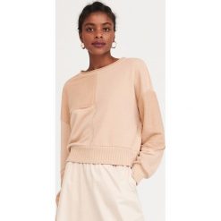 Bluza z łączonych materiałów - Beżowy. Brązowe bluzy damskie Reserved, m, z materiału. W wyprzedaży za 29,99 zł.