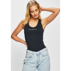 Emporio Armani Underwear - Top. Niebieskie bluzki damskie Emporio Armani, s, z nadrukiem, z elastanu, z okrągłym kołnierzem, bez rękawów. W wyprzedaży za 139,90 zł.