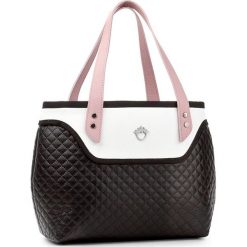 Torebki klasyczne damskie: Torebka GOSHICO – Flowerbag 3402 Czarno-Biały Różowe Rączki