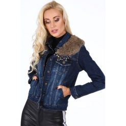 Kurtka z futerkiem na ramionach jeansowa RR10759. Czarne kurtki damskie marki Fasardi, s, z jeansu. Za 239,00 zł.