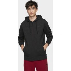 Bluza męska BLM303 - ciemny szary melanż. Szare bluzy męskie m, bez wzorów, z dzianiny, z kapturem, bez rękawów, z kapturem. Za 139,99 zł.