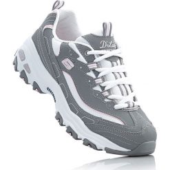 Sneakersy skórzane Skechers bonprix szaro-biały. Szare buty sportowe damskie bonprix, z materiału. Za 269,99 zł.