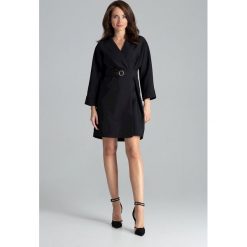 Sukienka żakietowa elegancka czarna - l/xl. Czarne sukienki damskie e-margeritka.pl, na co dzień, s, w paski, z tkaniny, eleganckie, z klasycznym kołnierzykiem, z długim rękawem, długie, midi, proste. Za 199,99 zł.
